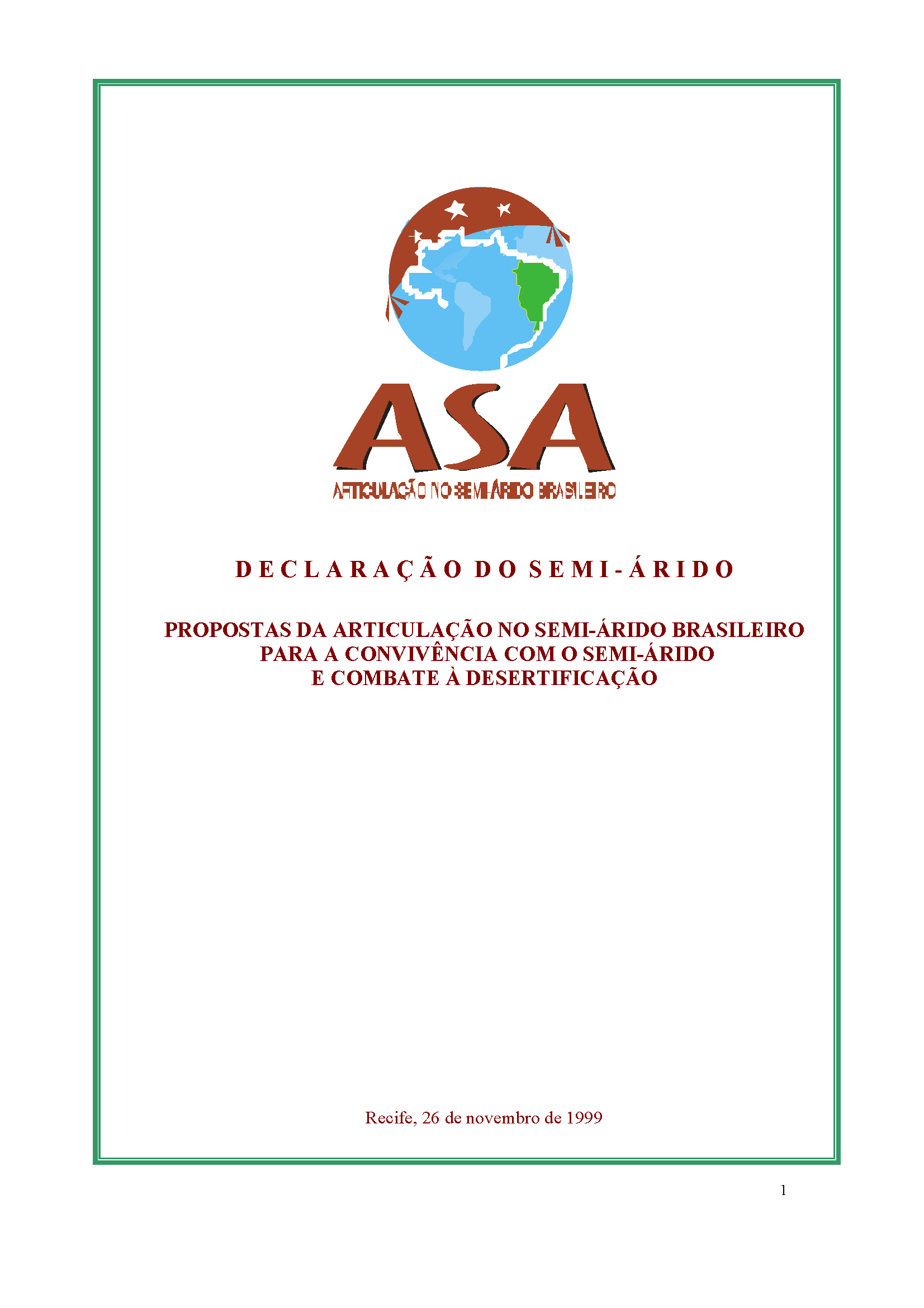Capa da publicação Declaração do Semiárido