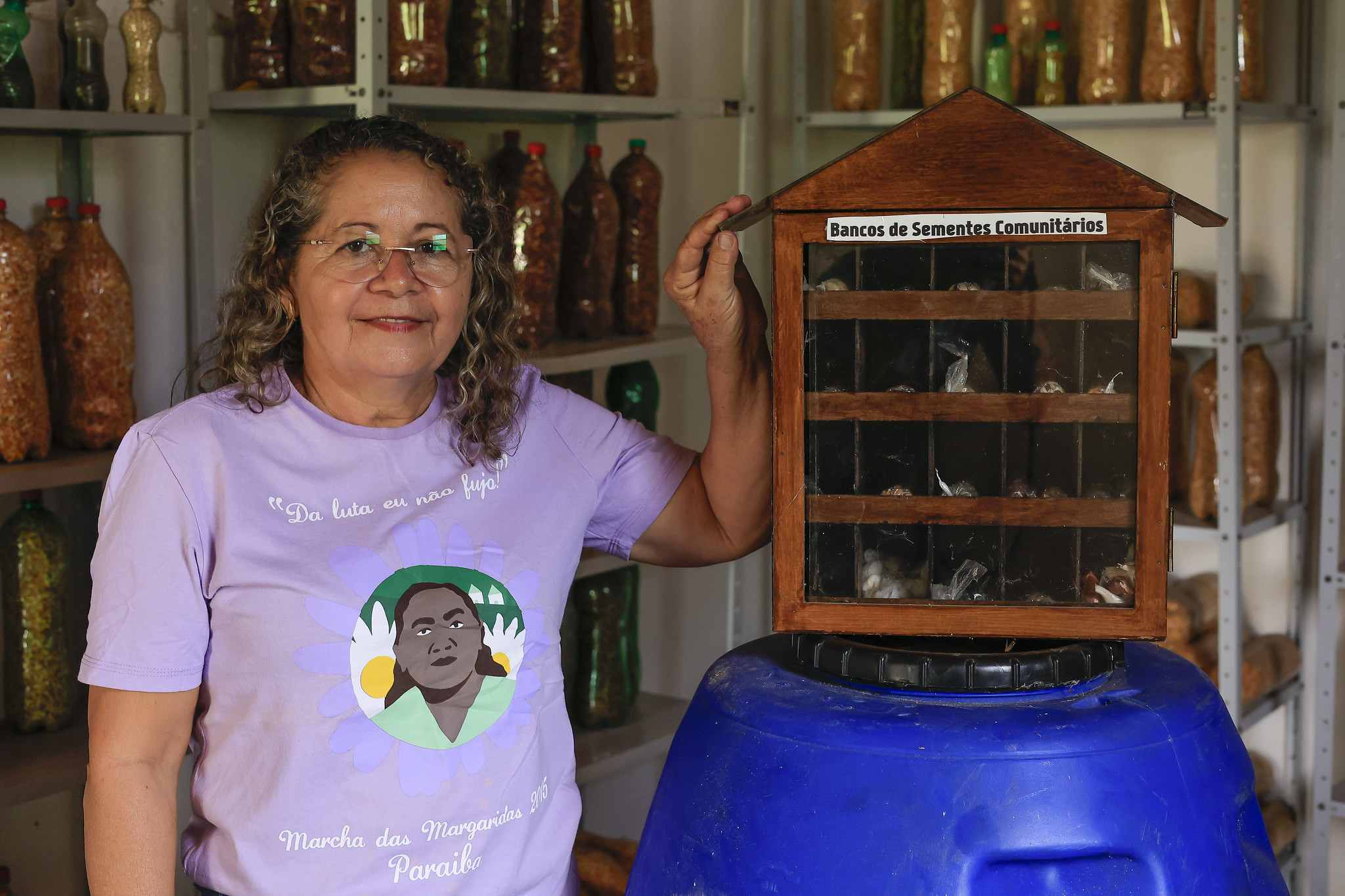 Banco de Sementes. Na foto Maria Ivoneide Nunes de Oliveira, agricultora. Foto Arnaldo Sete/ASACom