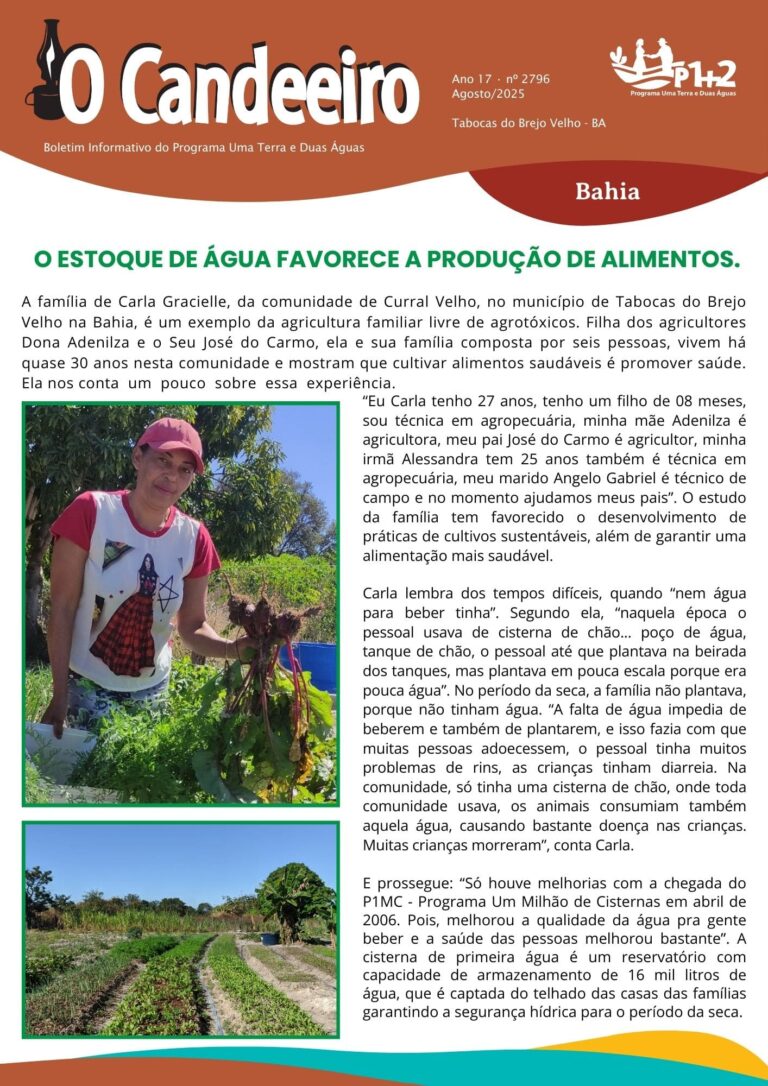O ESTOQUE DE ÁGUA FAVORECE A PRODUÇÃO DE ALIMENTOS.