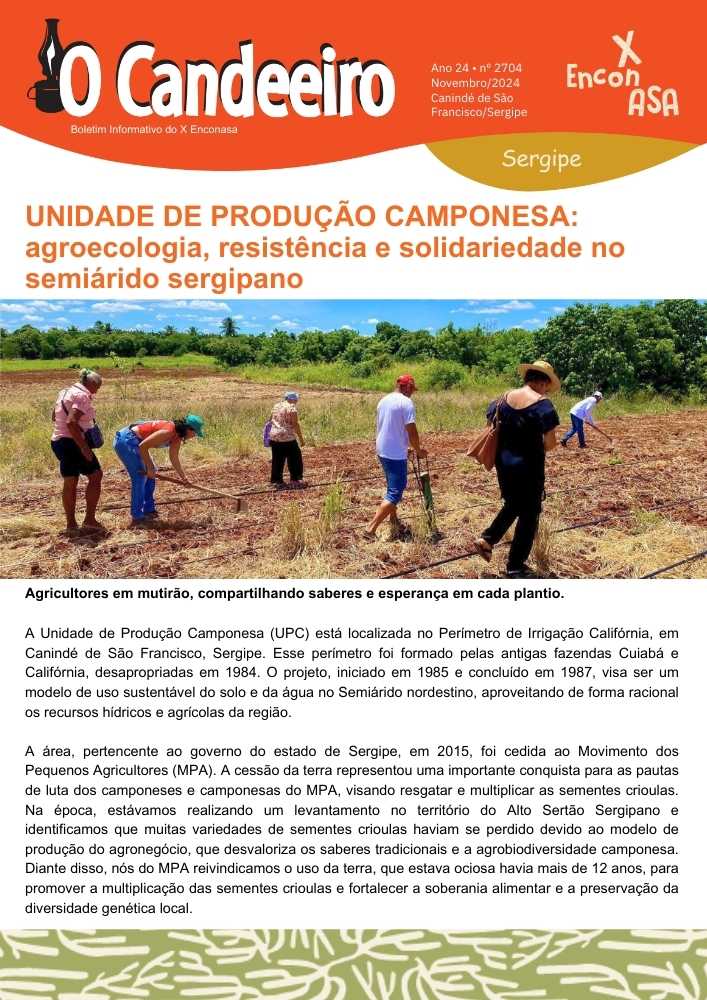 Unidade de produção camponesa: agroecologia, resistência e solidariedade no Semiárido sergipano