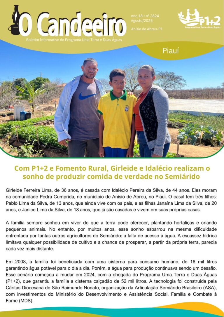 Com P1+2 e Fomento Rural, Girleide e Idalécio realizam o sonho de produzir comida de verdade no Semiárido