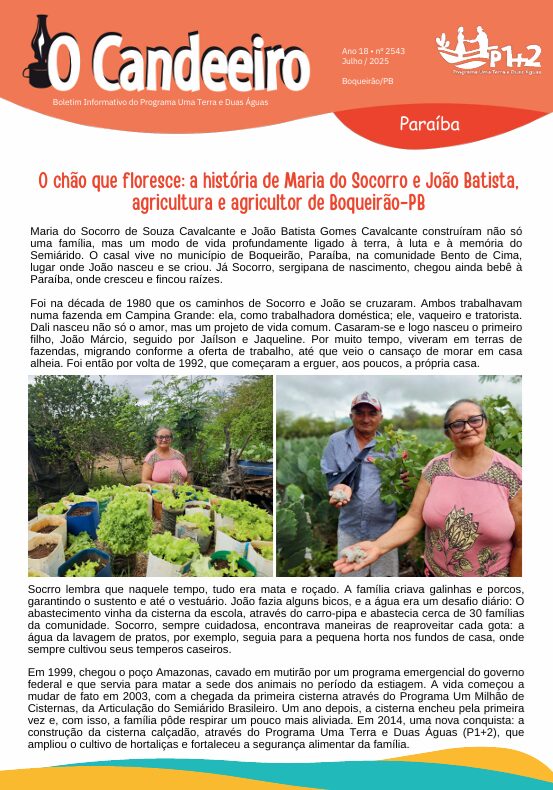 O chão que floresce: a história de Maria do Socorro e João Batista,  agricultura e agricultor de Boqueirão-PB