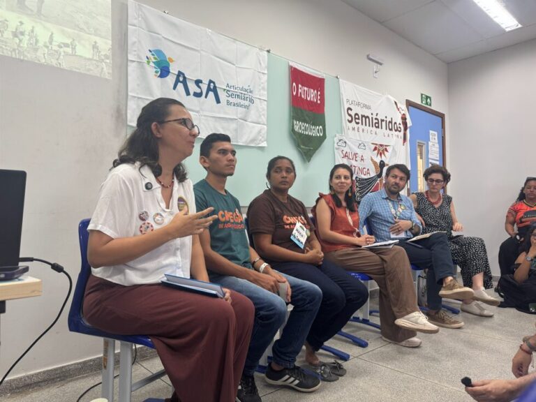 O painel contou com a participação da coordenadora executiva da ASA, Ivi Aliana, e foi mediado pelo membro da coordenação política da Rama, Raimundo Alves | Foto: Acervo ASA