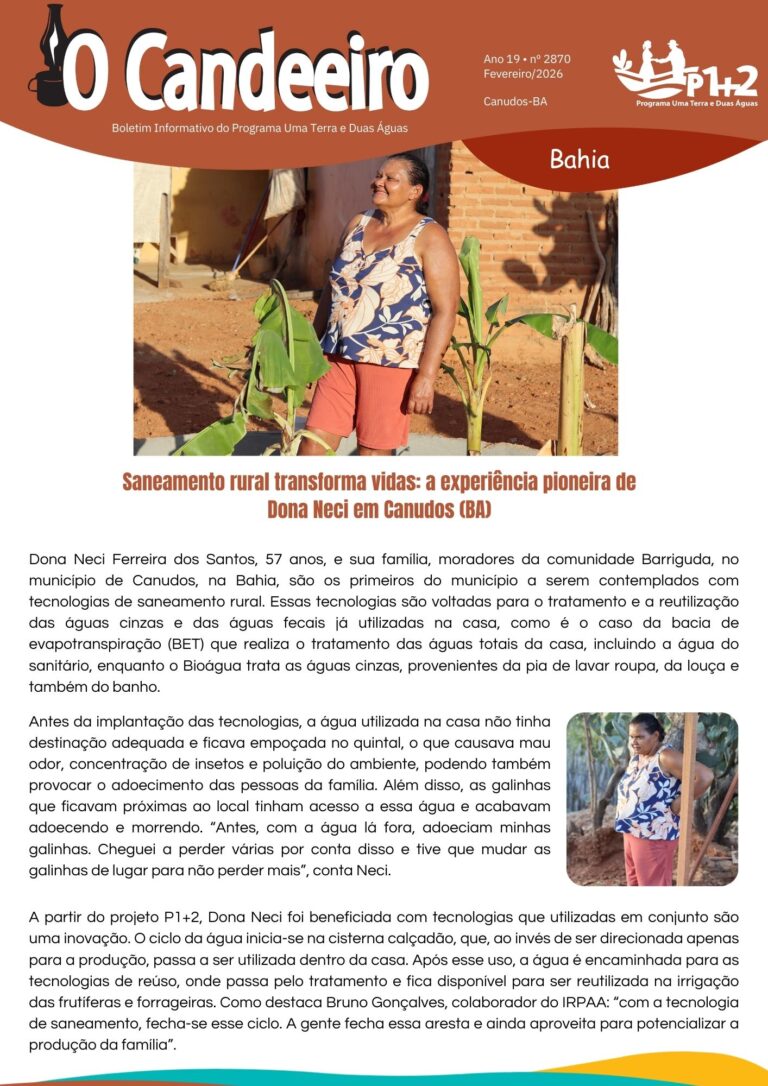 Saneamento rural transforma vidas: a experiência pioneira de  Dona Neci em Canudos (BA)