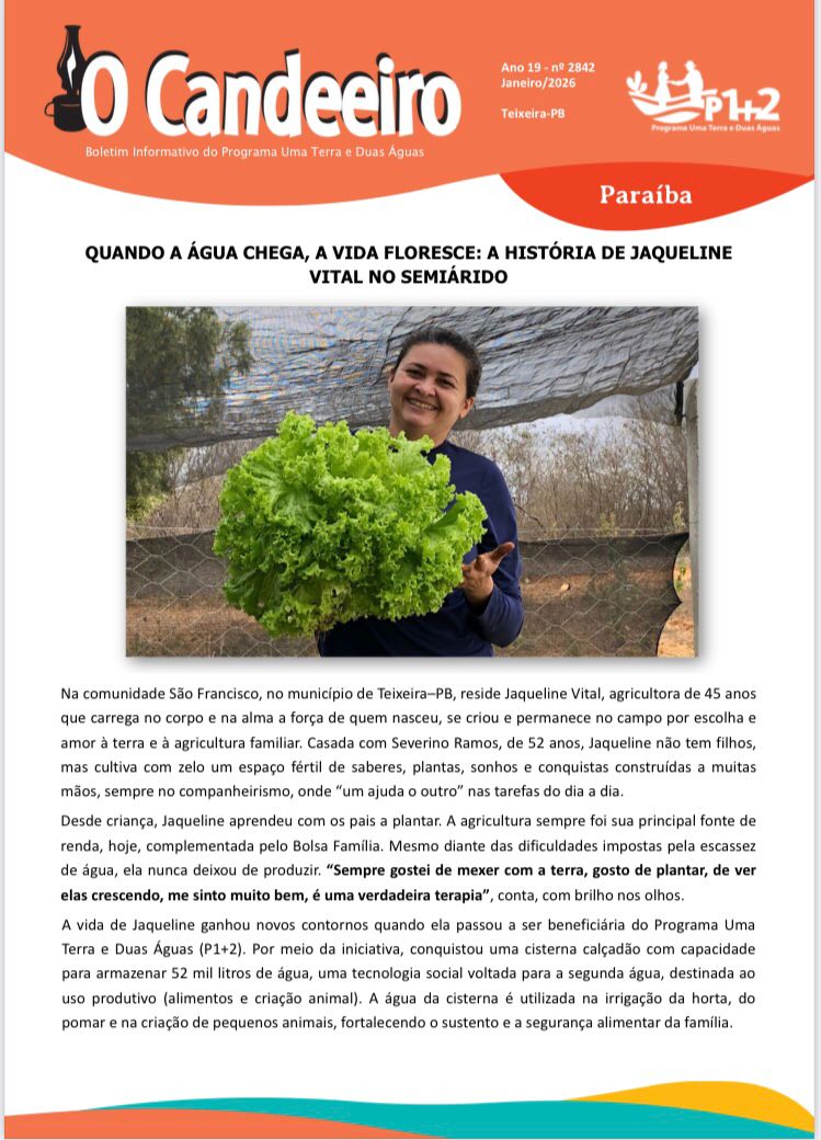 Quando a água chega, a vidafloresce : a história de Jaqueline Vital no semiárido