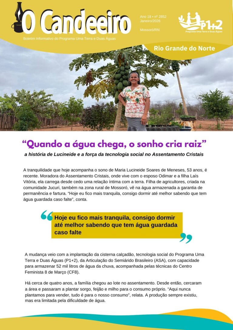 “Quando a água chega, o sonho cria raiz” a história de Lucineide e a força da tecnologia social no Assentamento Cristais