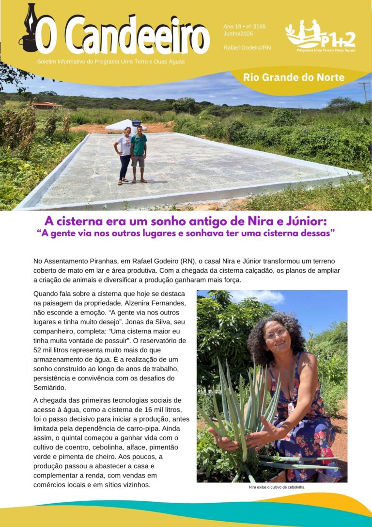 A cisterna era um sonho antigo de Nira e Júnior: “A gente via nos outros lugares e sonhava ter uma cisterna dessas”