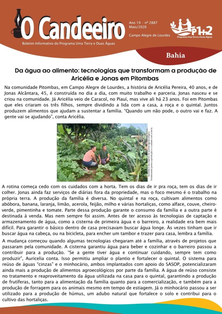 Da água ao alimento: tecnologias que transformam a produção de Aricélia e Jonas em Pitombas